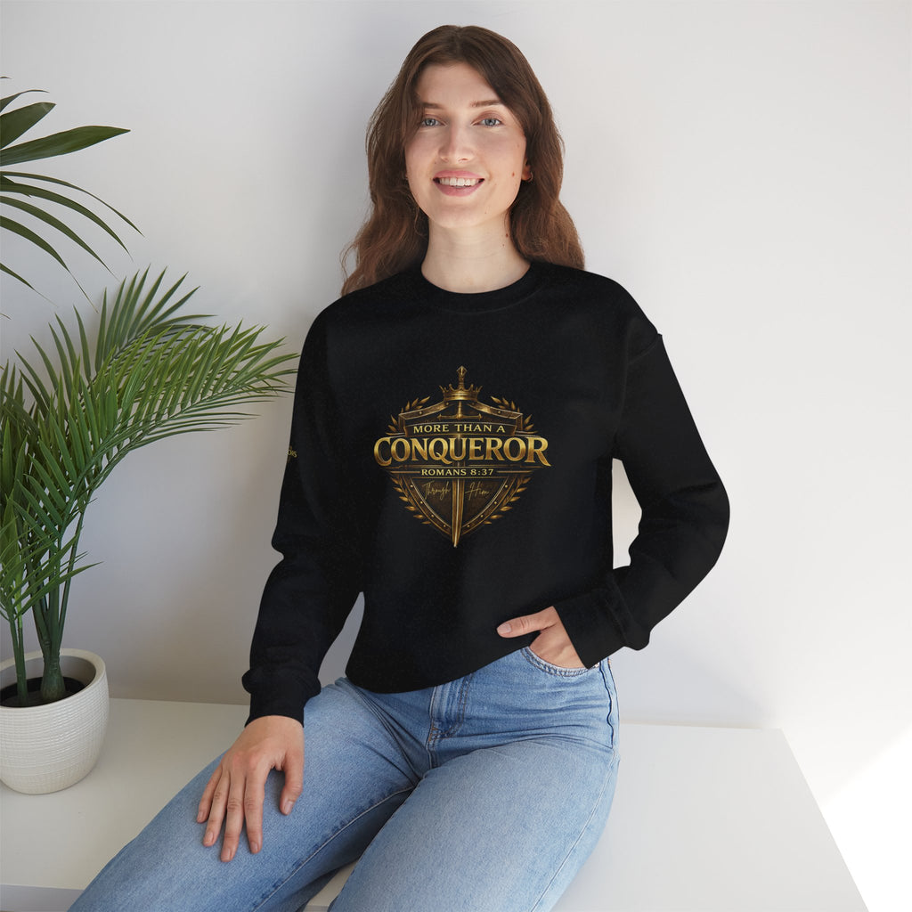 More Than Conqueror Sweatshirt — Inspirational Christian Crewneck
