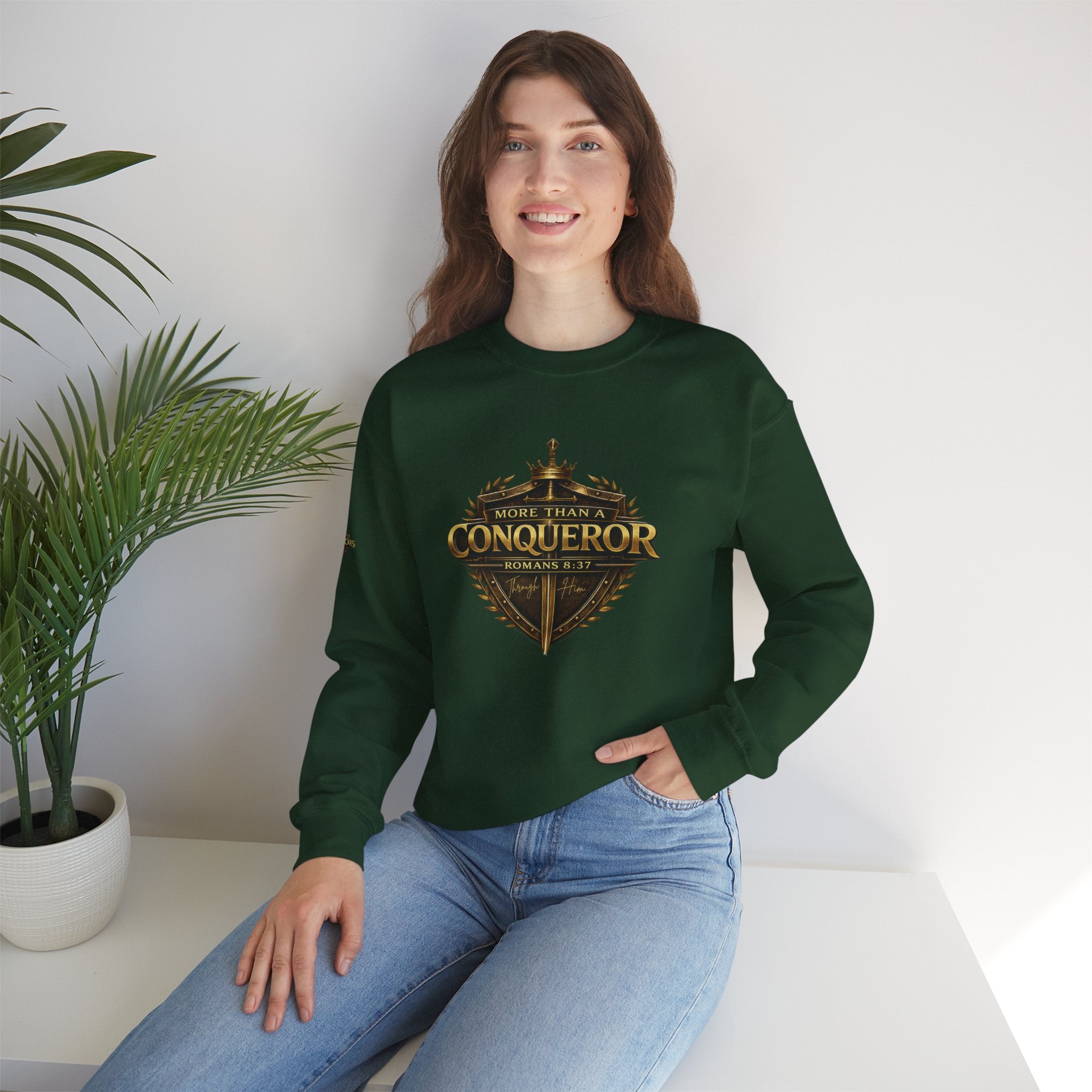 More Than Conqueror Sweatshirt — Inspirational Christian Crewneck