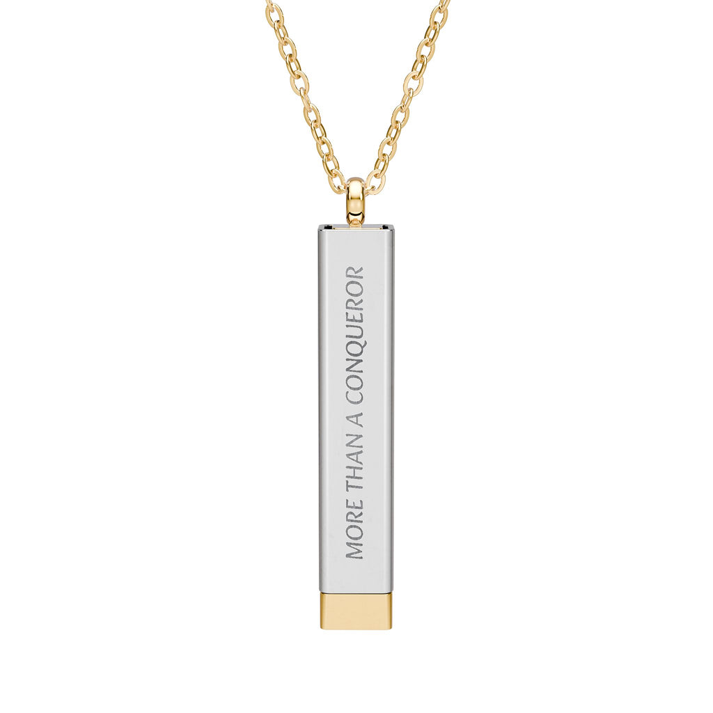 More Than A Conqueror — Engraved Personalized Secret Message Necklace