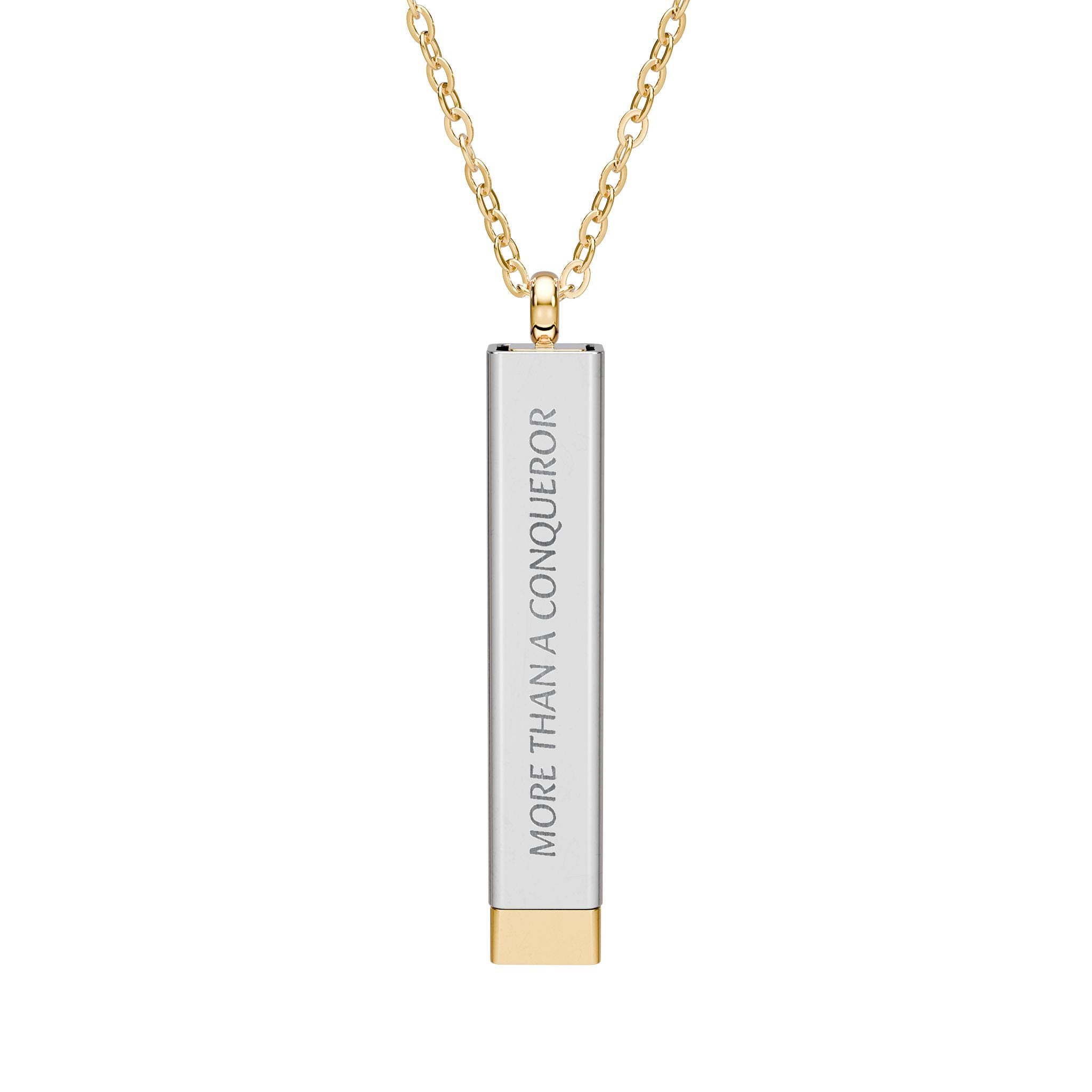 More Than A Conqueror — Engraved Personalized Secret Message Necklace