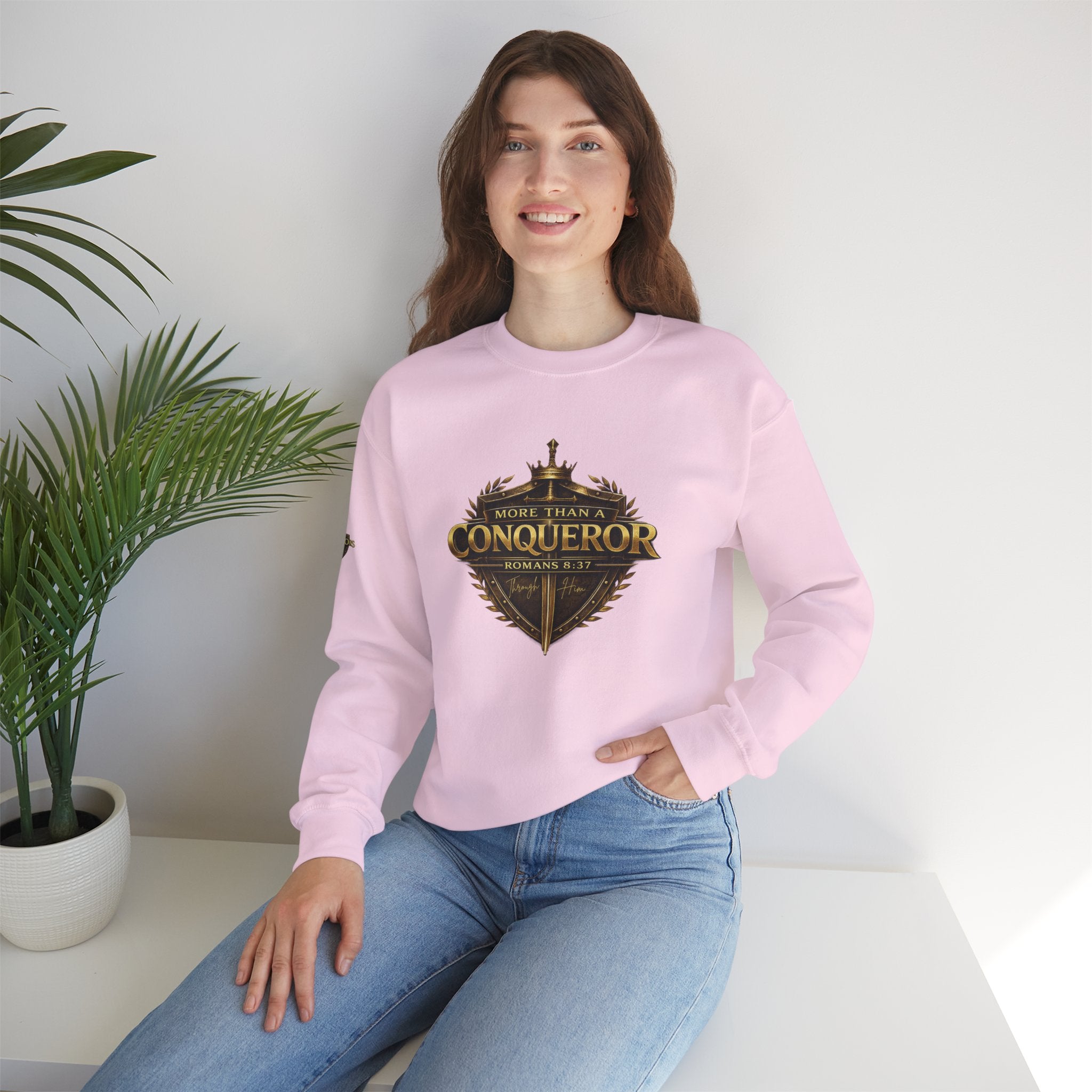More Than Conqueror Sweatshirt — Inspirational Christian Crewneck