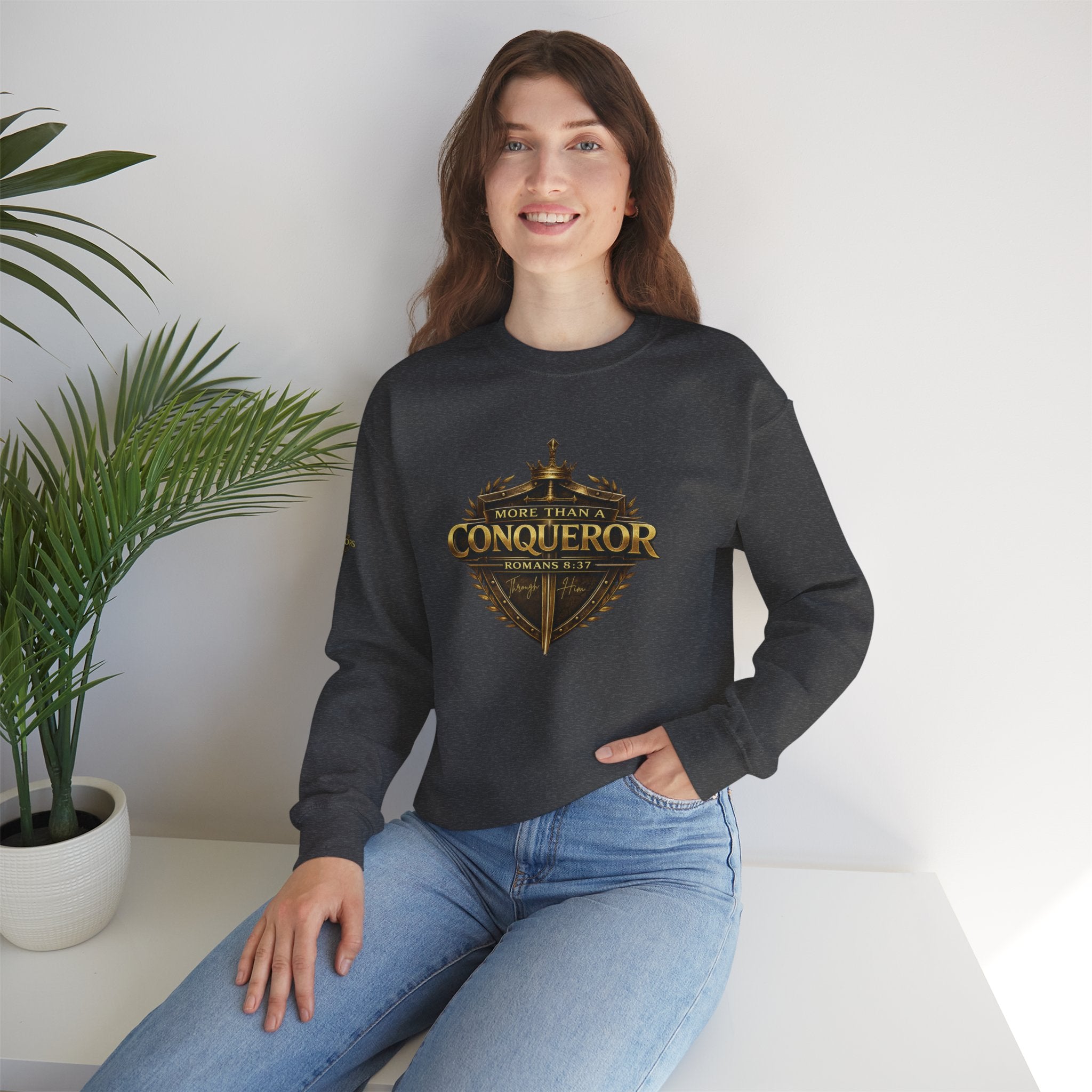 More Than Conqueror Sweatshirt — Inspirational Christian Crewneck