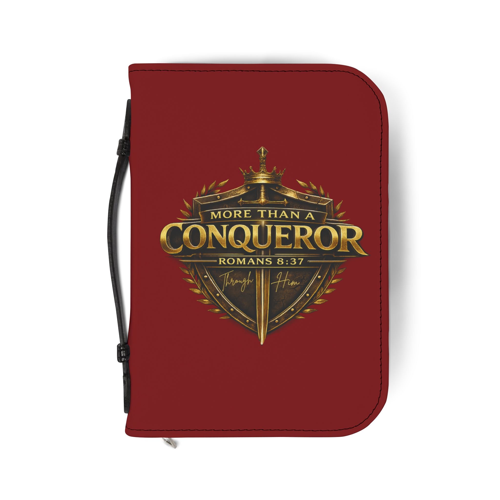 Bible Cover - "More Than A Conqueror" Romans 8:37 Zippered Bible Case