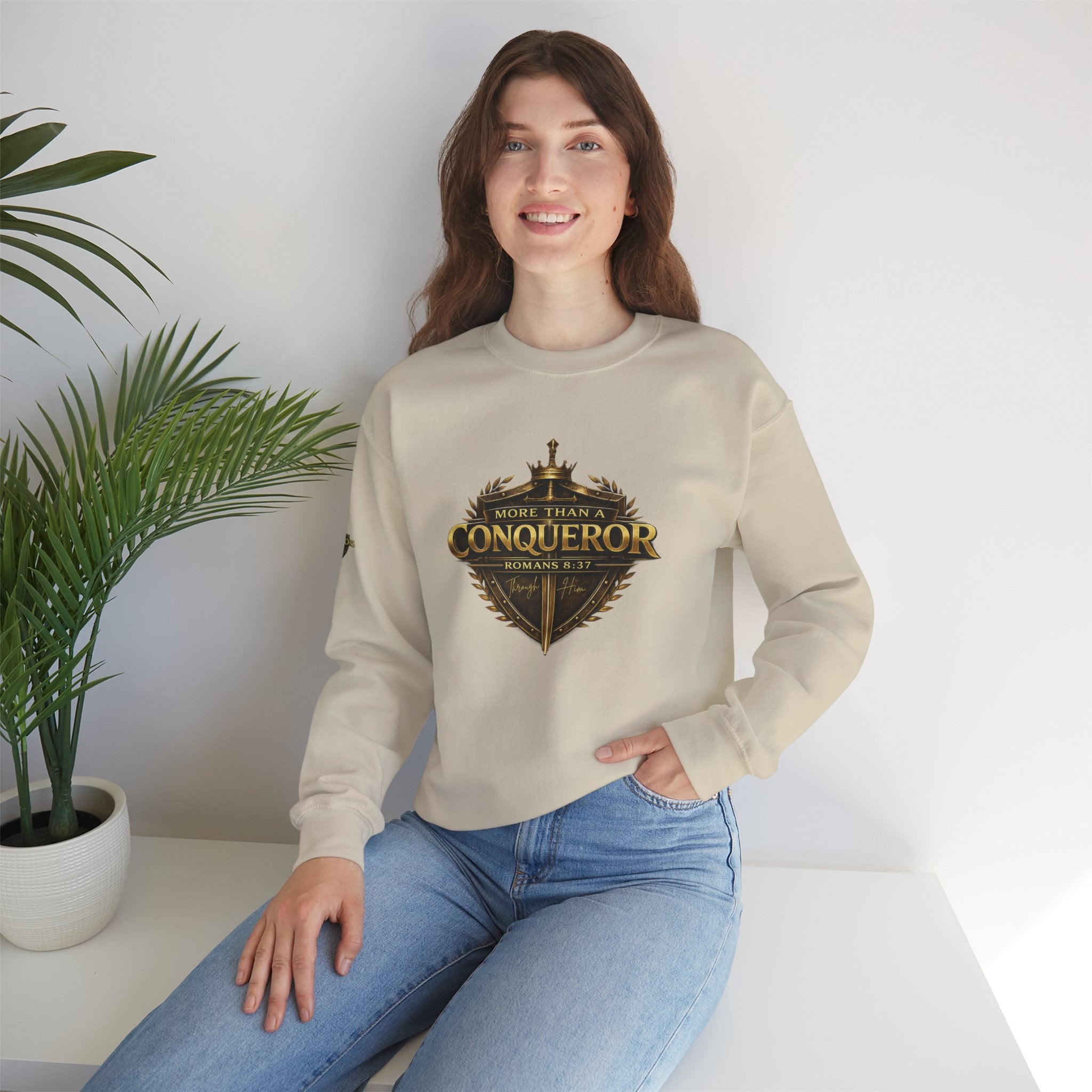 More Than Conqueror Sweatshirt — Inspirational Christian Crewneck