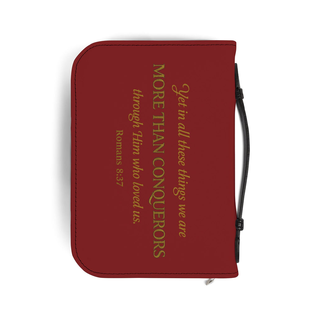 Bible Cover - "More Than A Conqueror" Romans 8:37 Zippered Bible Case