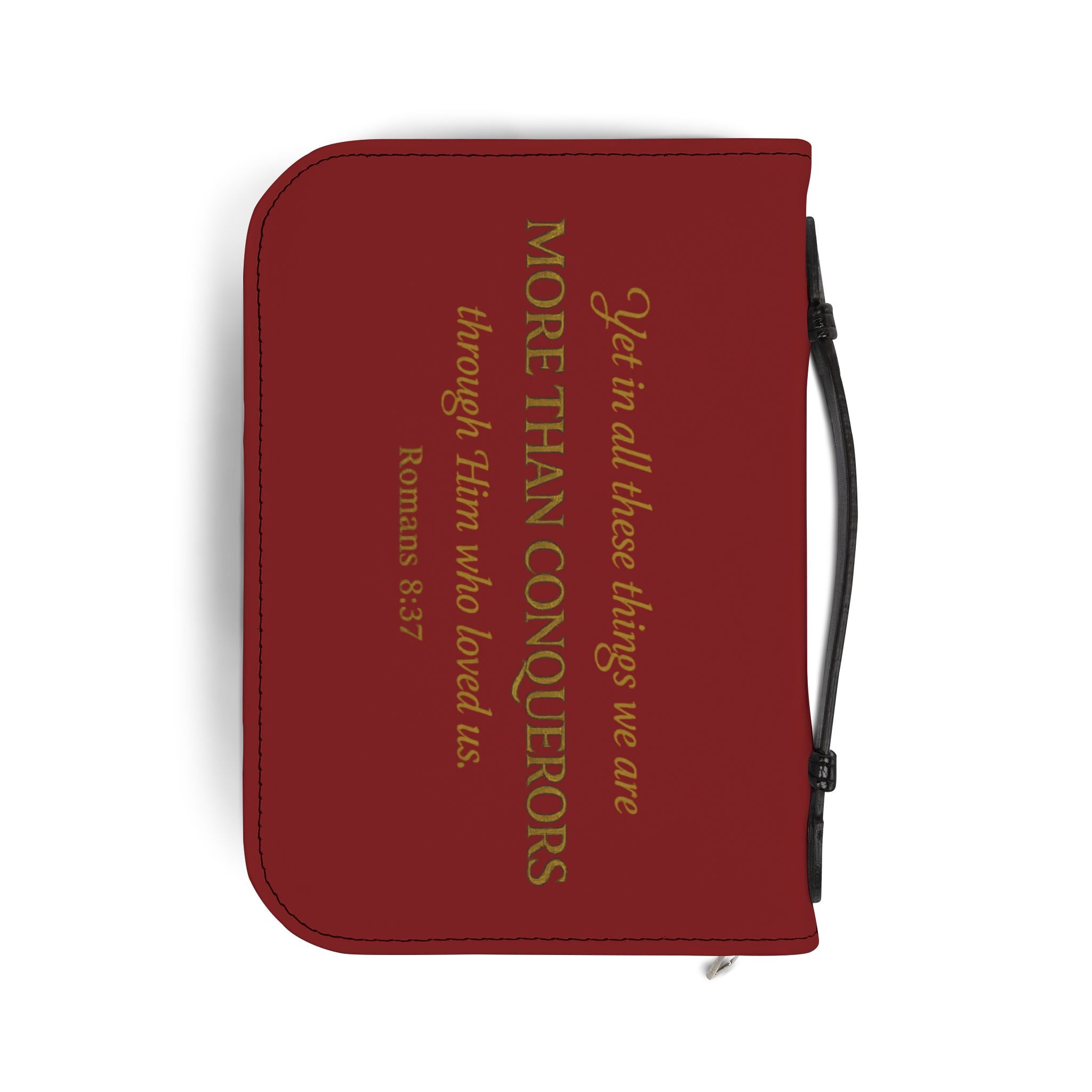 Bible Cover - "More Than A Conqueror" Romans 8:37 Zippered Bible Case