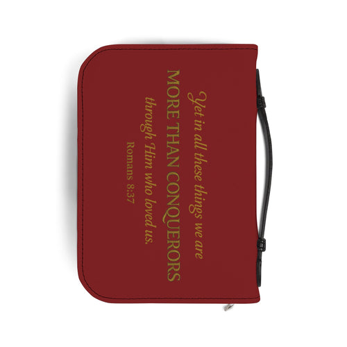 Bible Cover - "More Than A Conqueror" Romans 8:37 Zippered Bible Case