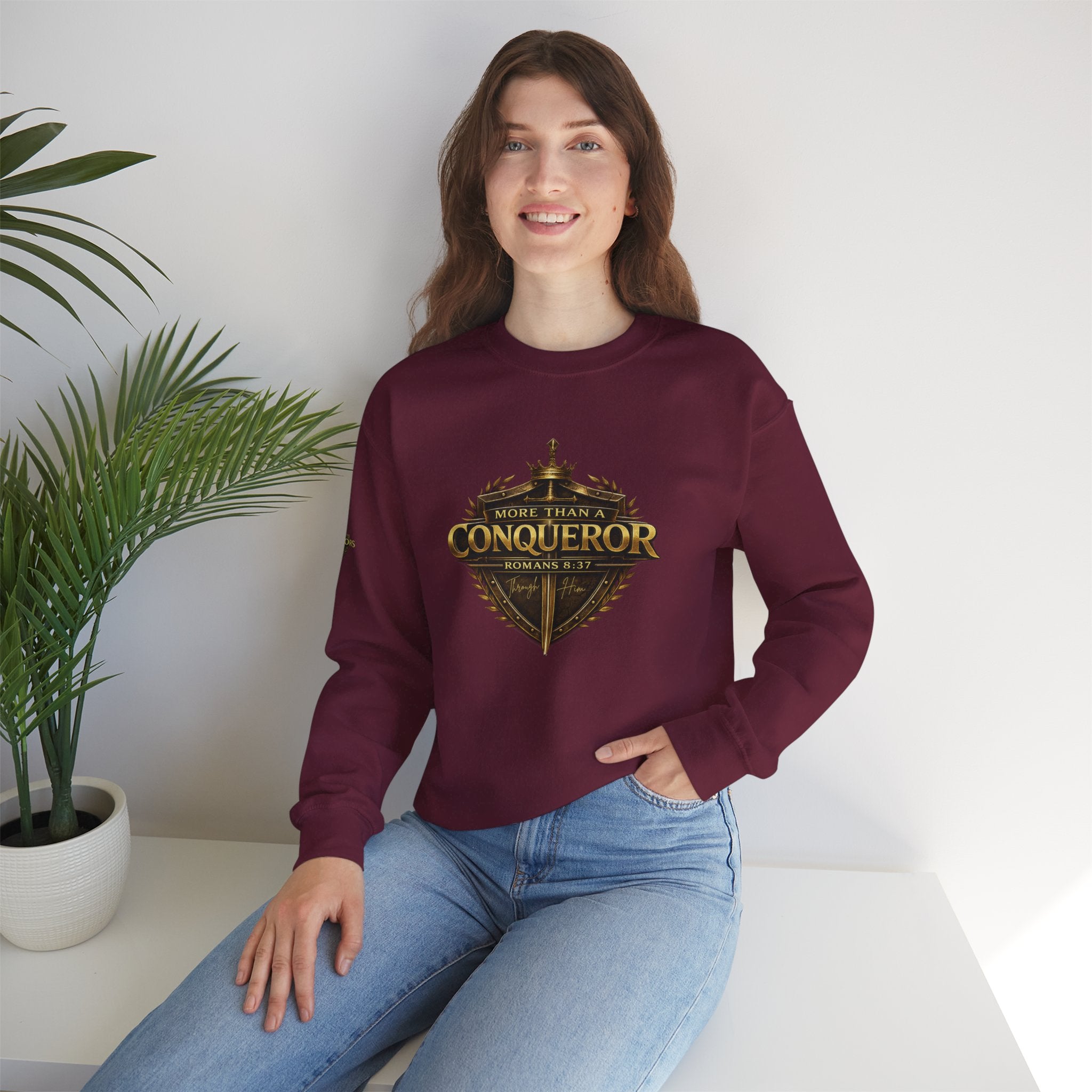 More Than Conqueror Sweatshirt — Inspirational Christian Crewneck