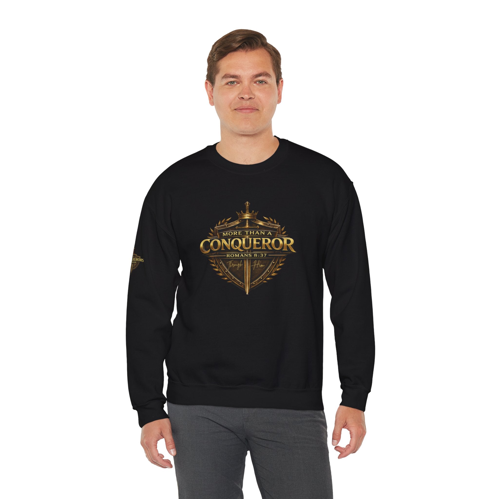 More Than Conqueror Sweatshirt — Inspirational Christian Crewneck