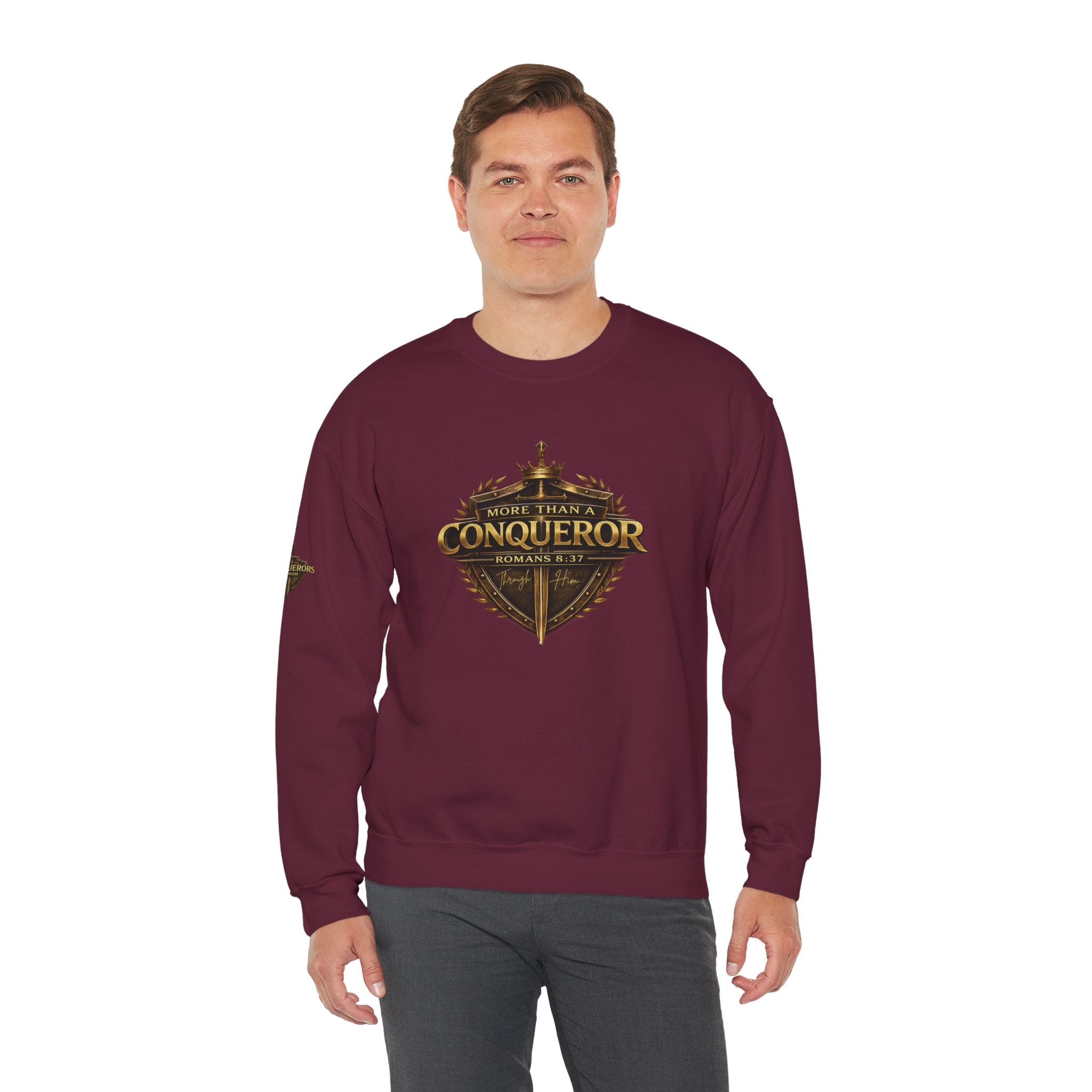 More Than Conqueror Sweatshirt — Inspirational Christian Crewneck