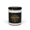 Soy Candle — "More Than a Conqueror" Christian Scented Jar (9oz, Romans 8:37)