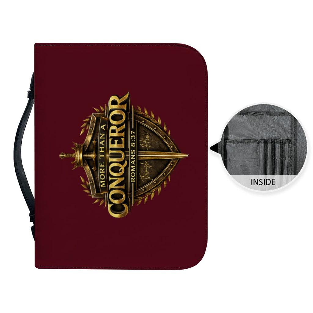 More Than A Conqueror Leather Bible Cover