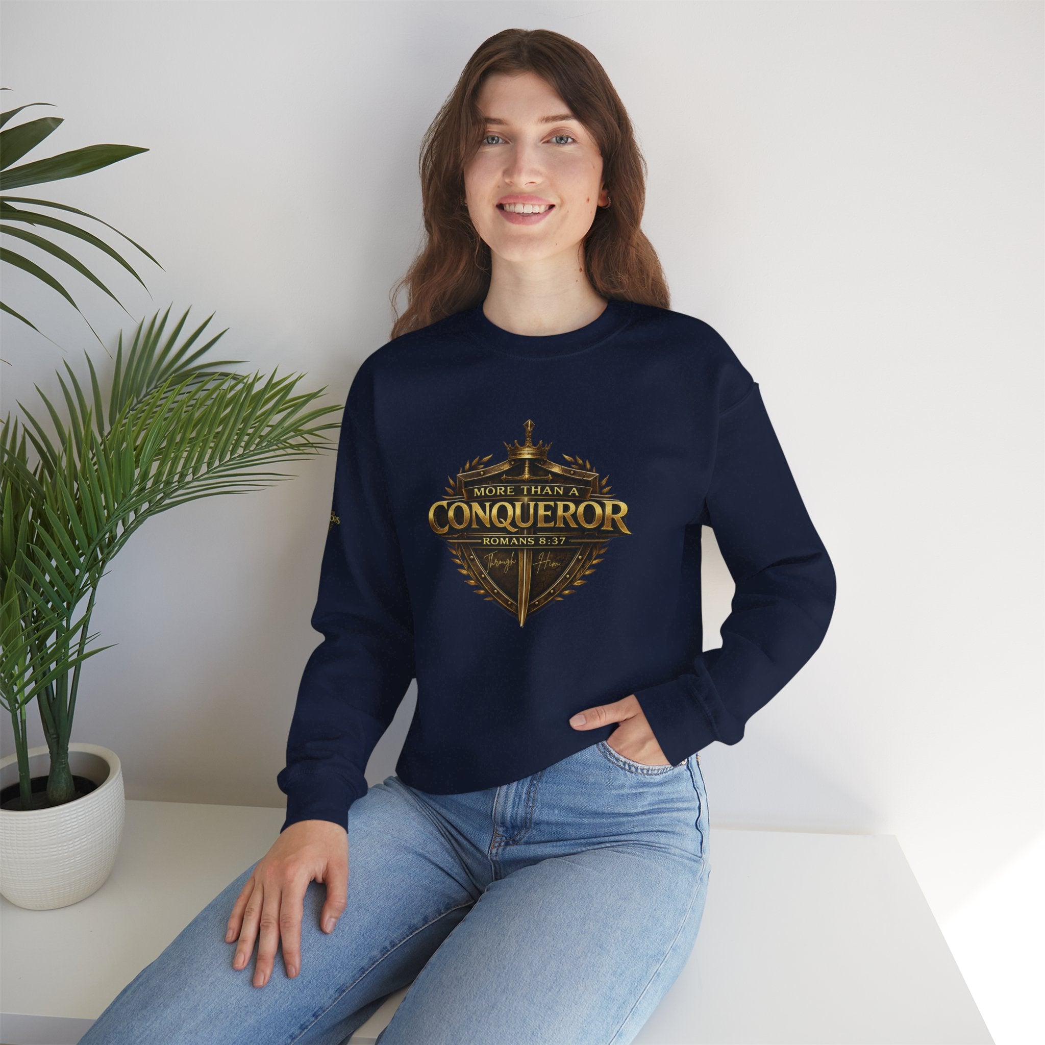 More Than Conqueror Sweatshirt — Inspirational Christian Crewneck