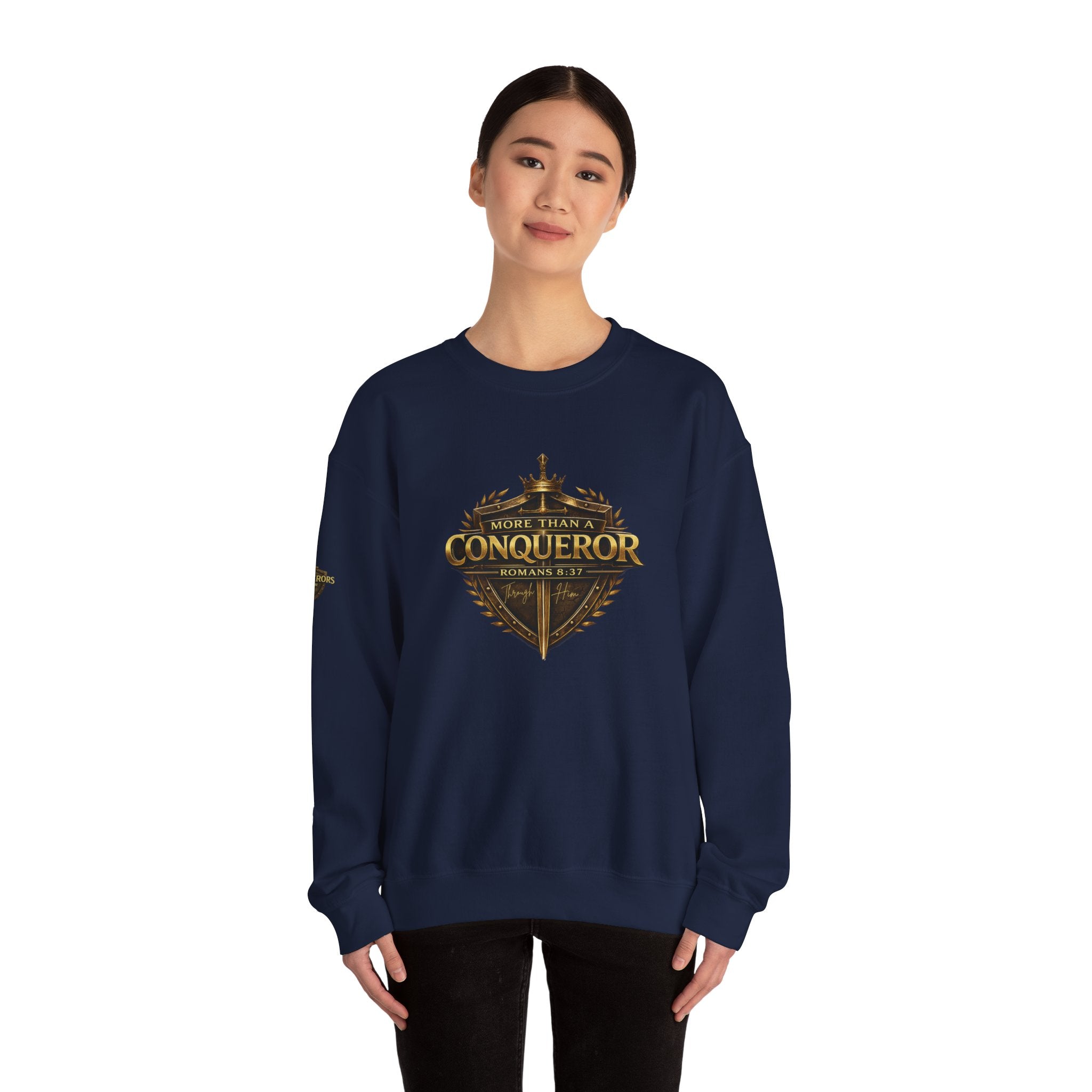 More Than Conqueror Sweatshirt — Inspirational Christian Crewneck