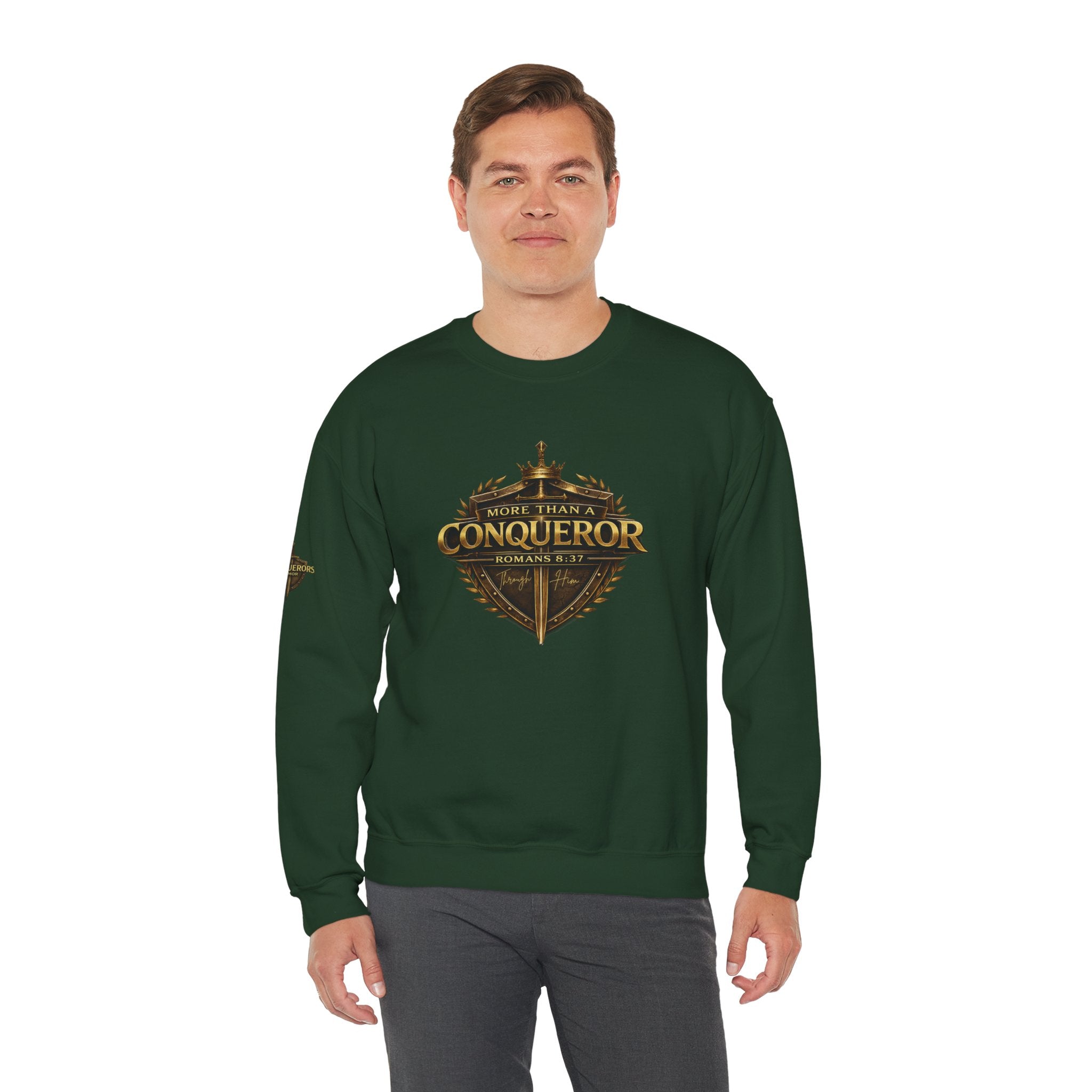 More Than Conqueror Sweatshirt — Inspirational Christian Crewneck