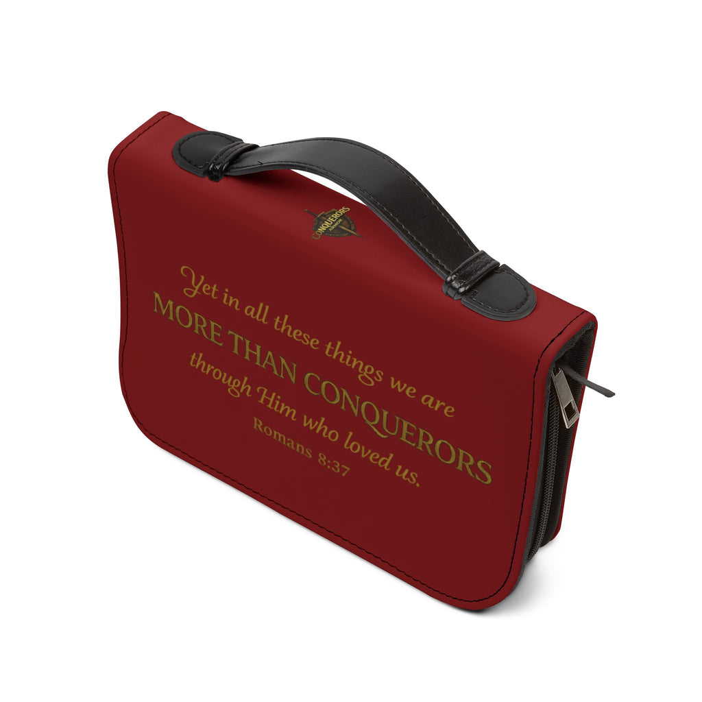 Bible Cover - "More Than A Conqueror" Romans 8:37 Zippered Bible Case