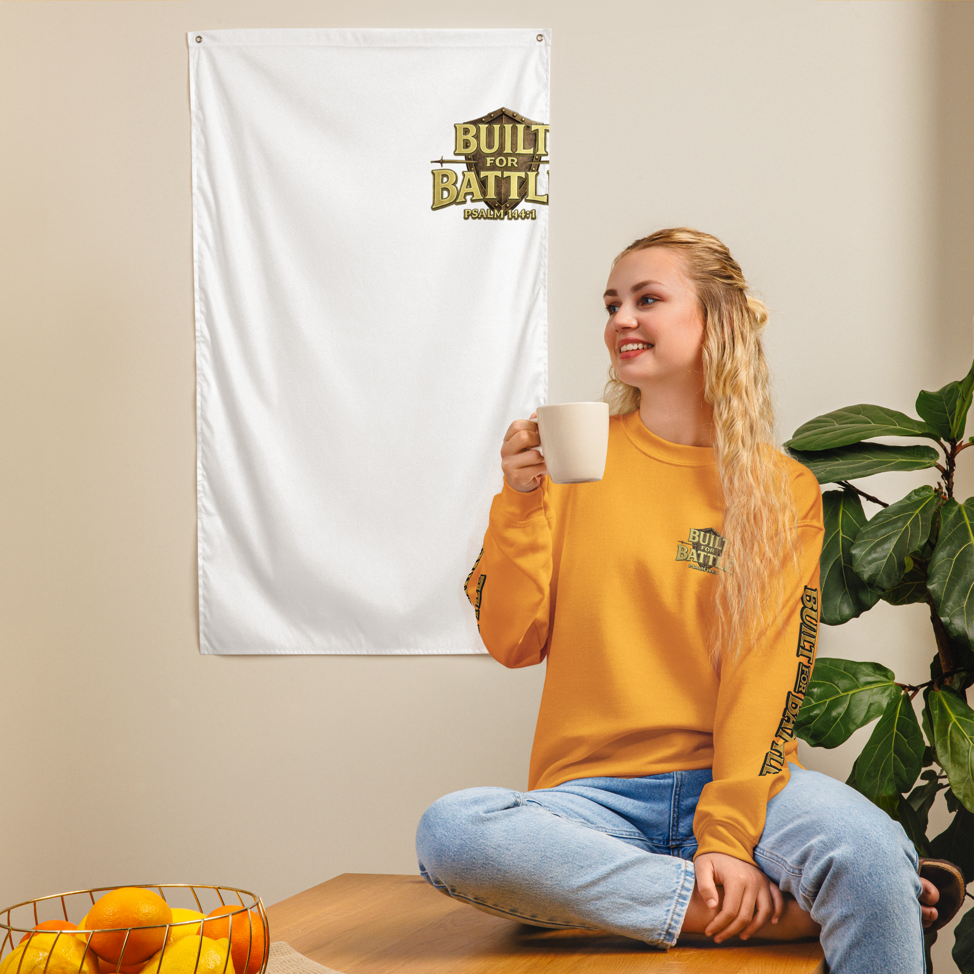 Double Sleeved Built for Battle Unisex Sweatshirt