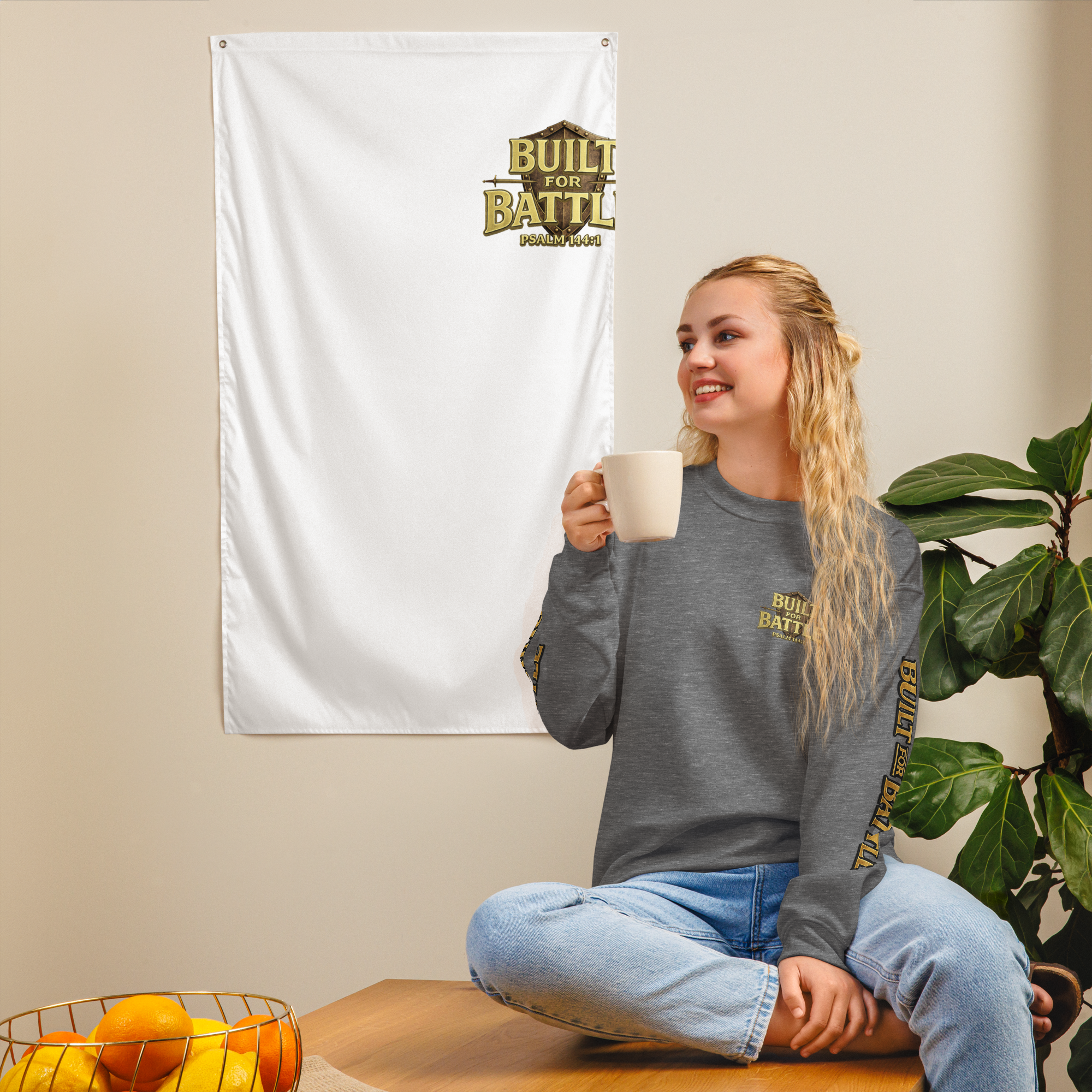 Double Sleeved Built for Battle Unisex Sweatshirt