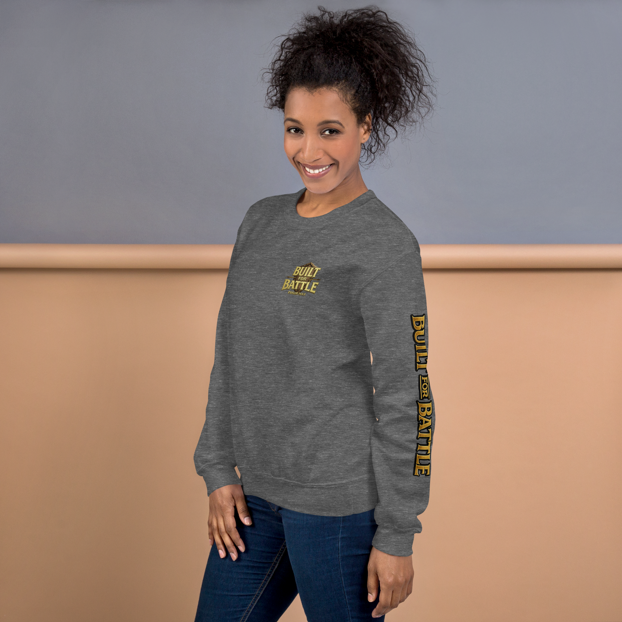 Double Sleeved Built for Battle Unisex Sweatshirt