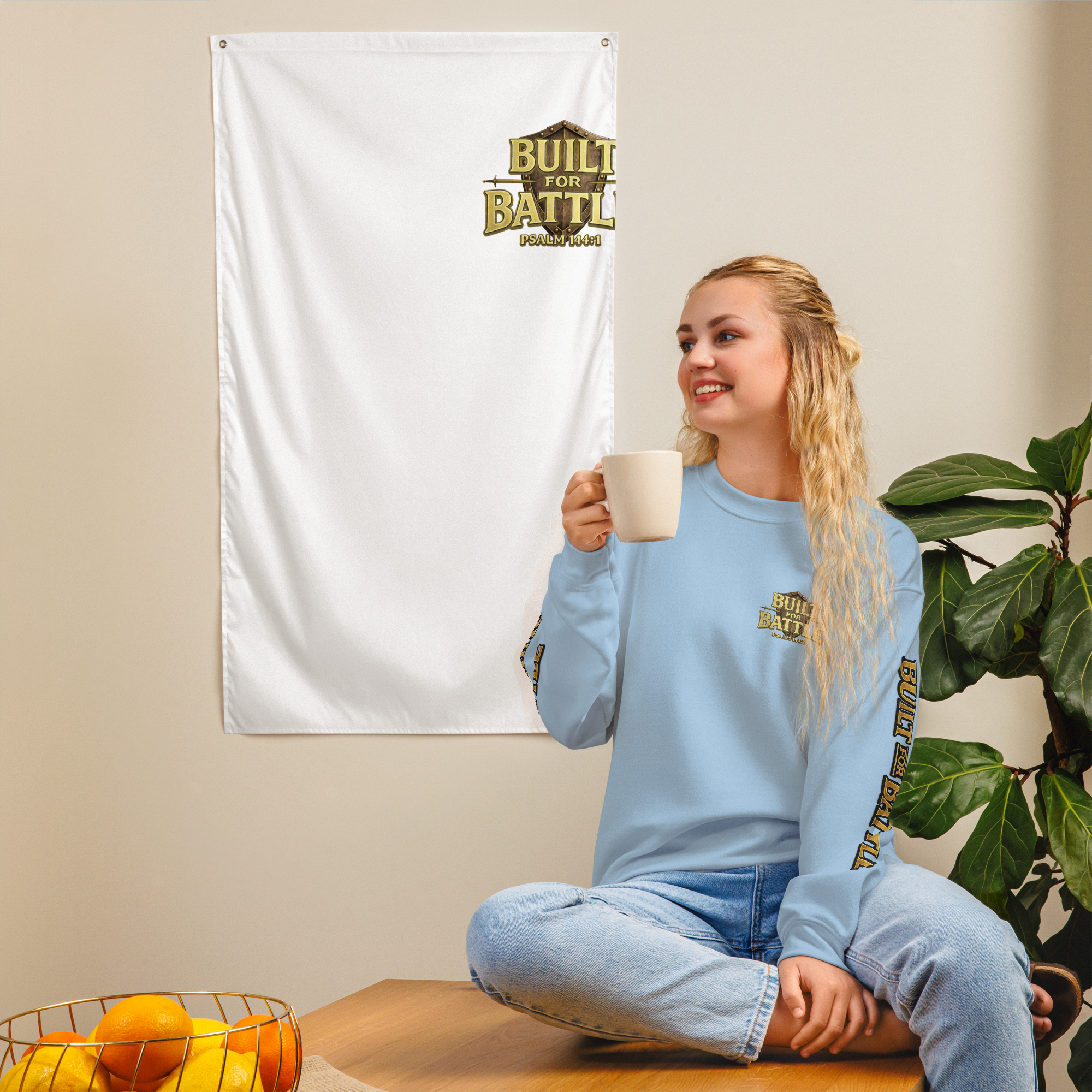 Double Sleeved Built for Battle Unisex Sweatshirt