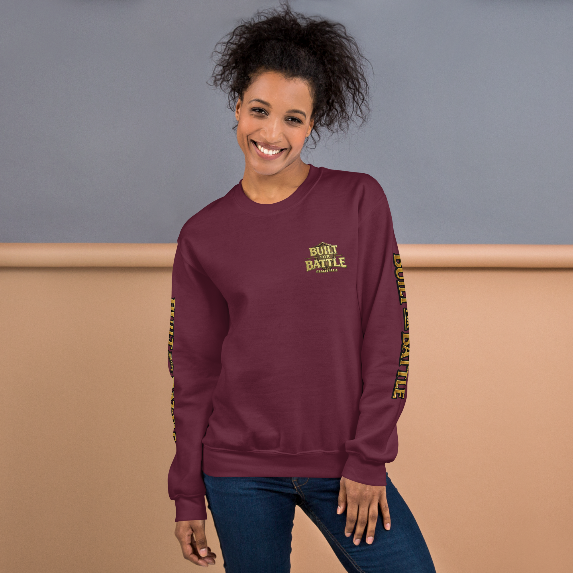 Double Sleeved Built for Battle Unisex Sweatshirt