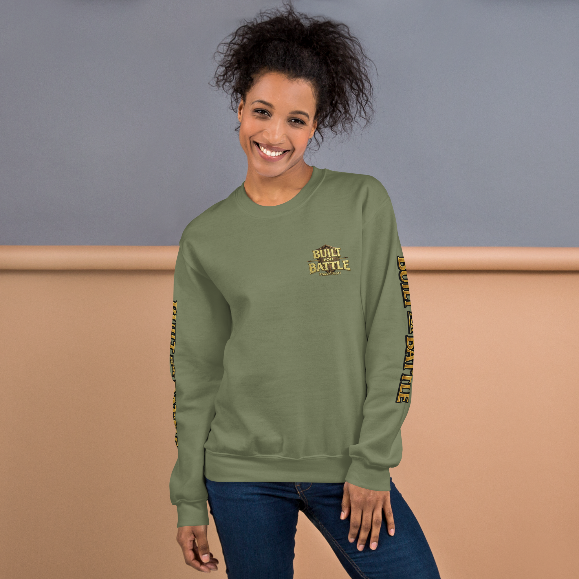 Double Sleeved Built for Battle Unisex Sweatshirt