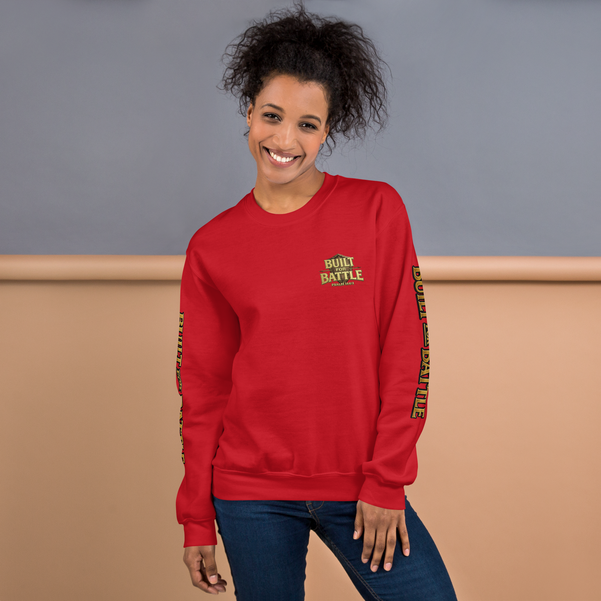 Double Sleeved Built for Battle Unisex Sweatshirt